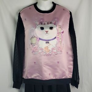 Three Floor pink long sleeve top sz Large